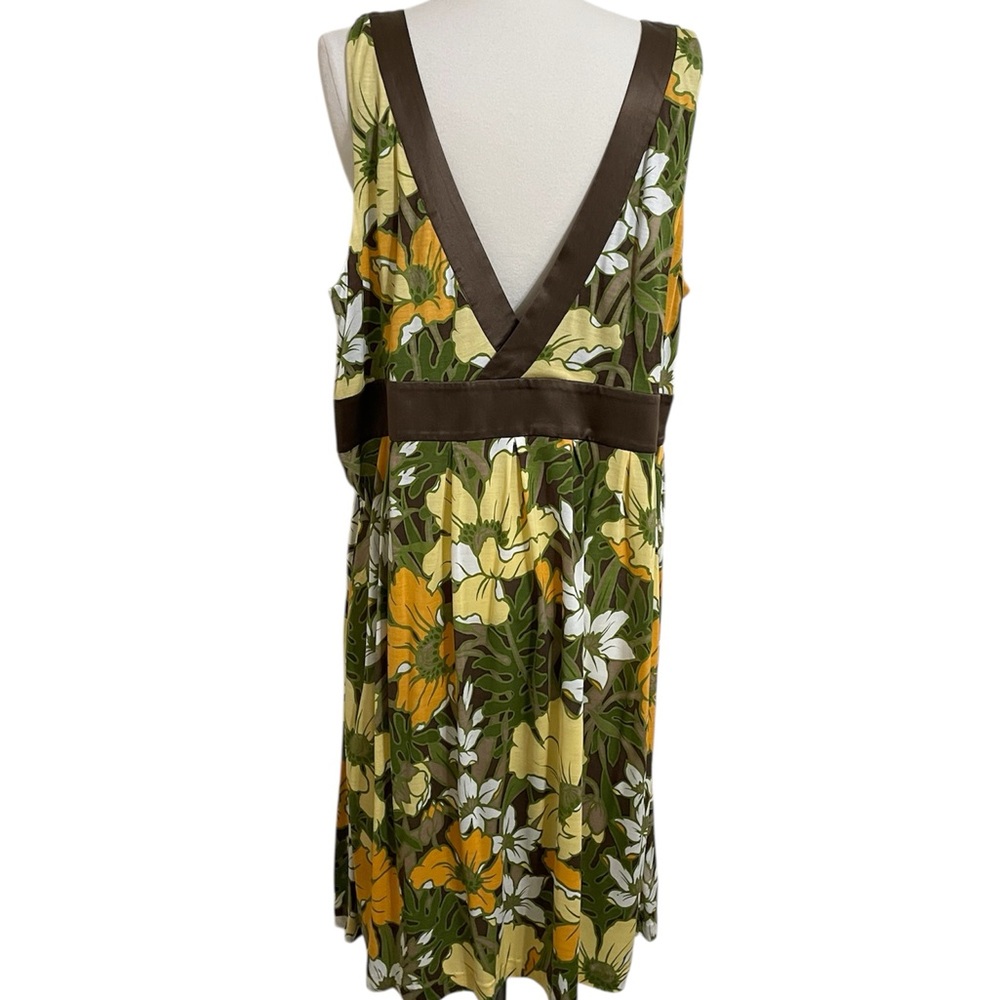 New TOMMY BAHAMA Floral Tropical Print Silk Midi Dress Green Yellow Size 16 - Picture 5 of 14